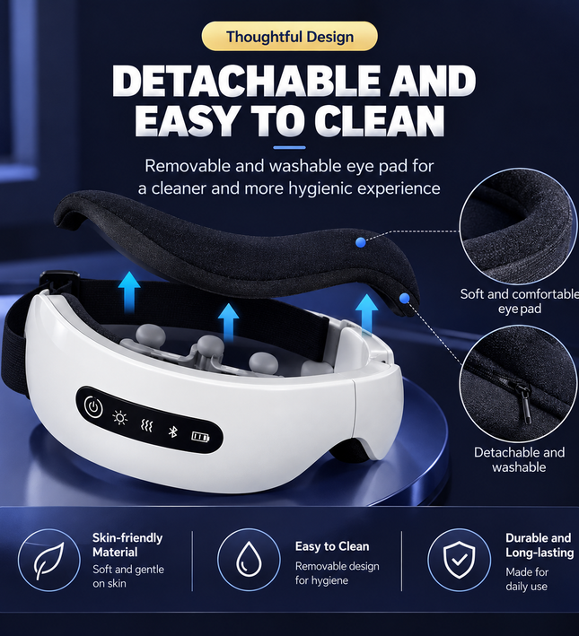 Wireless Heated Eye Massager with Air Pressure & Bluetooth