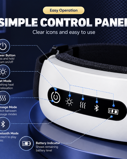 Wireless Heated Eye Massager with Air Pressure & Bluetooth