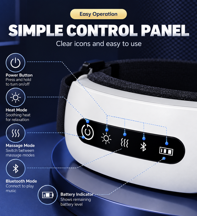 Wireless Heated Eye Massager with Air Pressure & Bluetooth