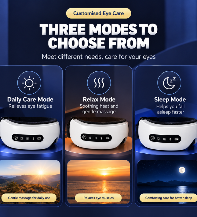 Wireless Heated Eye Massager with Air Pressure & Bluetooth
