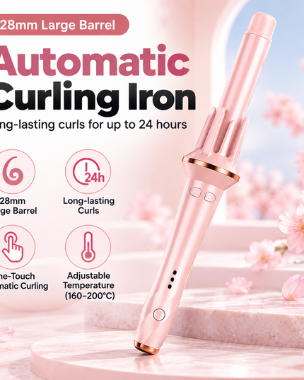 Automatic Easy Curling Iron PINK – 28mm Large Barrel