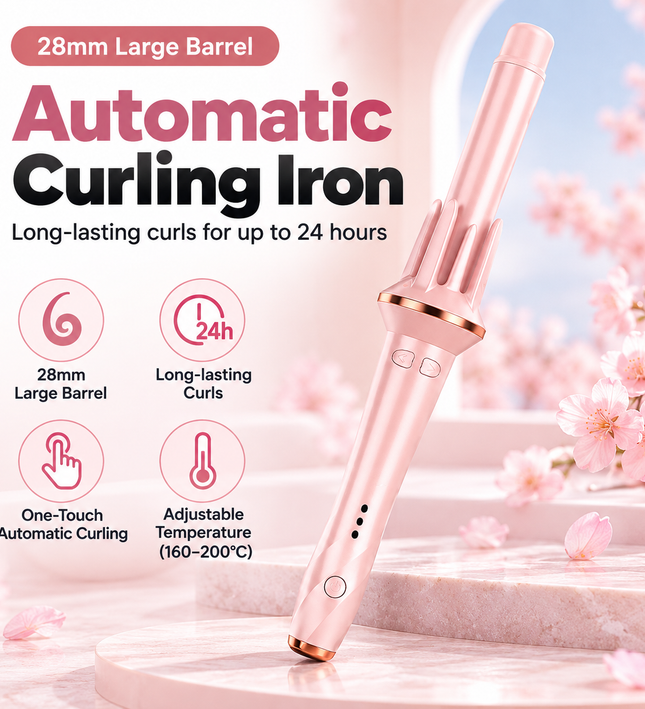 Automatic Easy Curling Iron PINK – 28mm Large Barrel