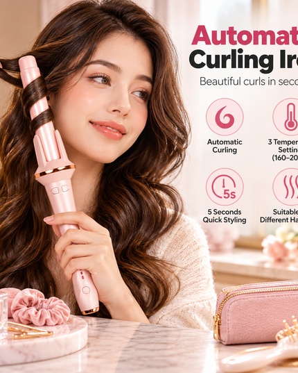 Automatic Easy Curling Iron PINK – 28mm Large Barrel