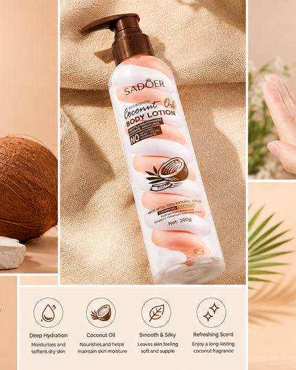 SADOER Nourishing Coconut Oil Body Lotion – 200g