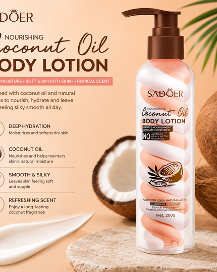 SADOER Nourishing Coconut Oil Body Lotion – 200g