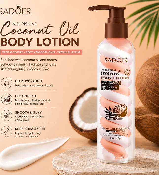 SADOER Nourishing Coconut Oil Body Lotion – 200g