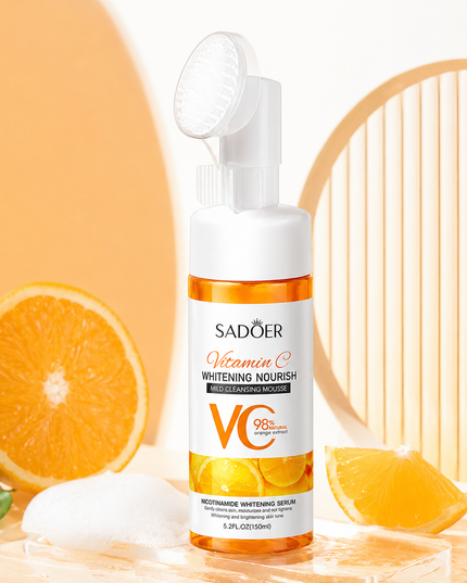 SADOER Vitamin C Cleansing Mousse with Soft Brush – 150ml