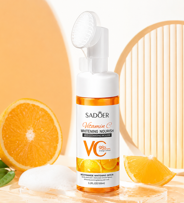 SADOER Vitamin C Cleansing Mousse with Soft Brush – 150ml