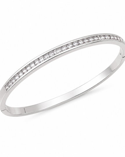 Silver Crystal Tennis Bangle Bracelet