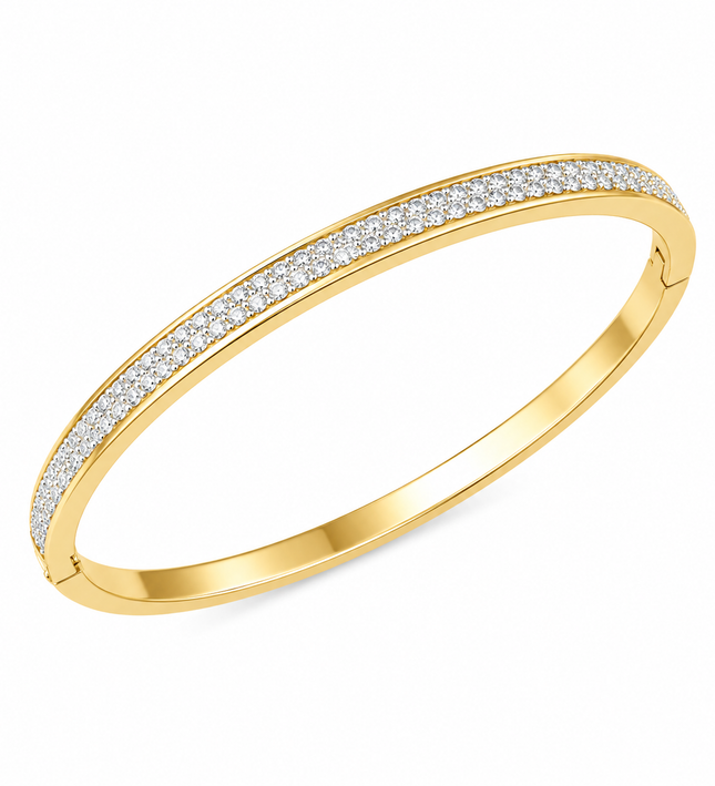 Gold Crystal Tennis Bangle Bracelet