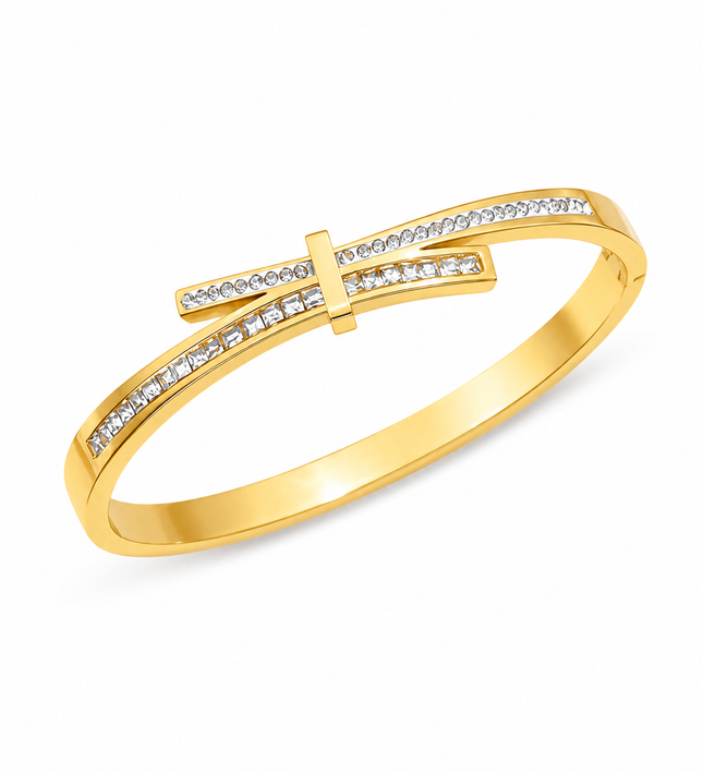 Crosslight Gold Crystal Bangle Bracelet