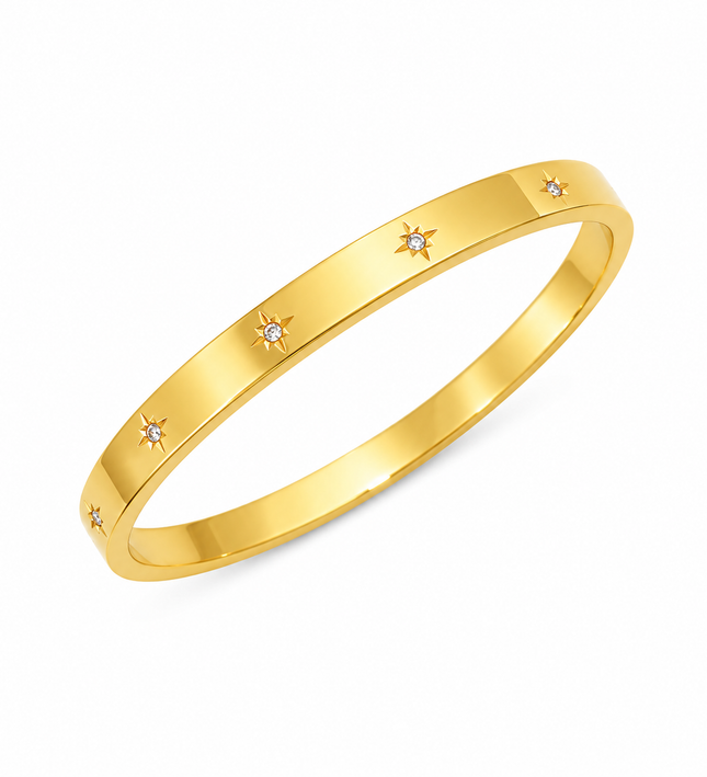 Celestial Star Gold Crystal Bangle Bracelet