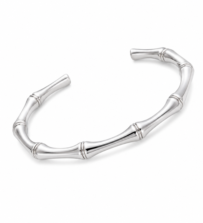 Silver Bamboo Bangle Bracelet