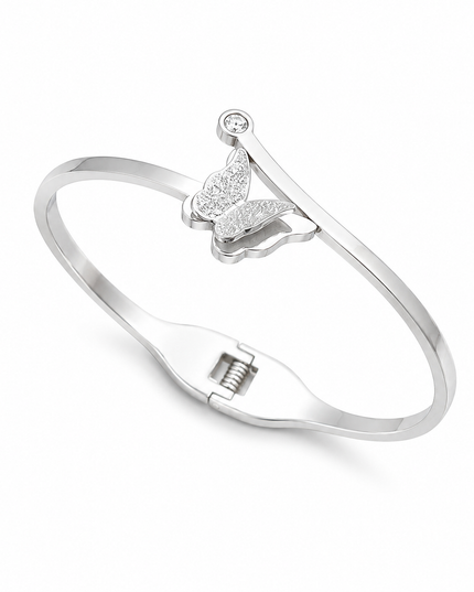 Silver Butterfly Bangle Bracelet