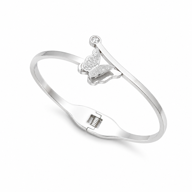 Silver Butterfly Bangle Bracelet