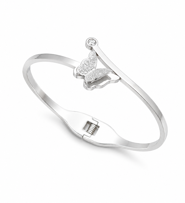 Silver Butterfly Bangle Bracelet