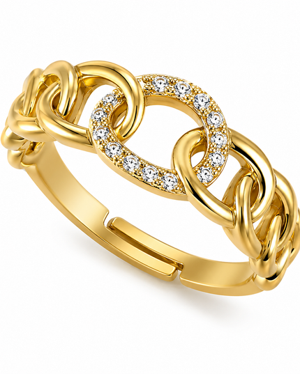 Aurora Link Gold Crystal Adjustable Ring