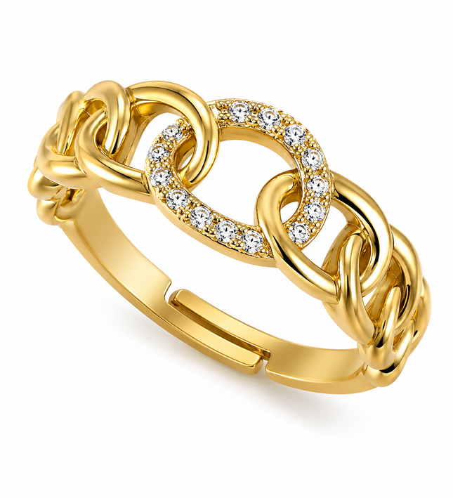 Aurora Link Gold Crystal Adjustable Ring
