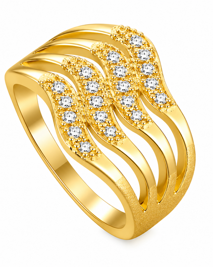 Regal Cascade Gold Crystal Adjustable Ring