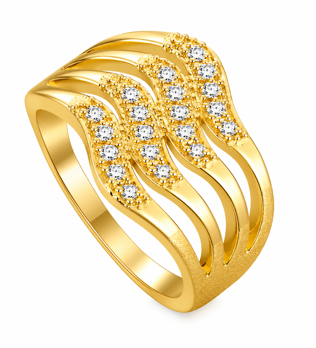 Regal Cascade Gold Crystal Adjustable Ring