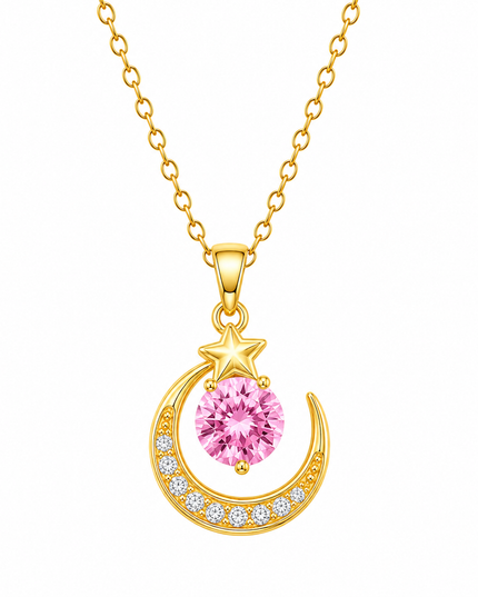 Celestia Moon Gold Crystal Necklace