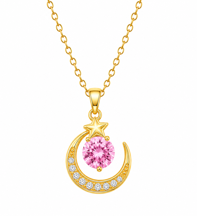 Celestia Moon Gold Crystal Necklace