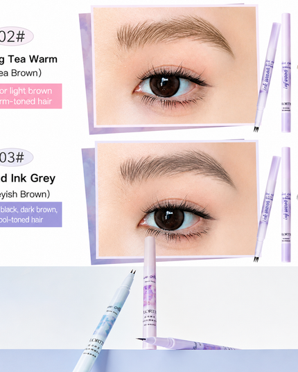 FLORTTE Ink Wash Initial Heart Liquid Dual-Prong Eyebrow Pen