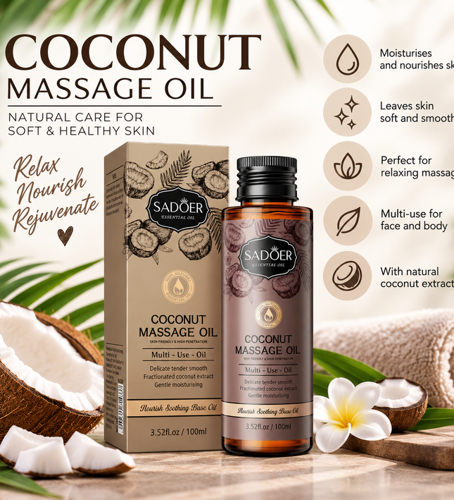 SADOER Coconut Body Massage Oil – 100ml