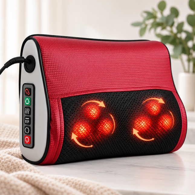 Multi-Function Heated Massage Pillow – Deep Kneading Neck, Back & Body Massager
