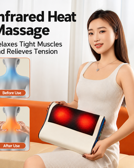 Multi-Function Heated Massage Pillow – Deep Kneading Neck, Back & Body Massager