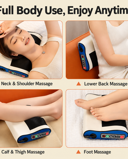 Multi-Function Heated Massage Pillow – Deep Kneading Neck, Back & Body Massager