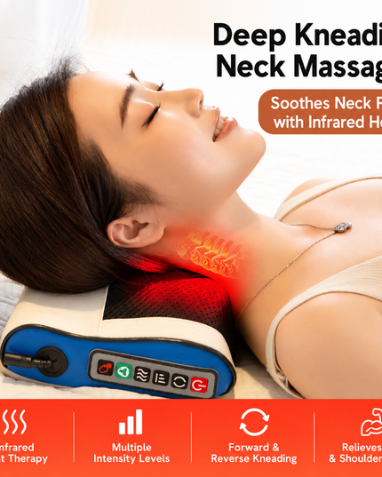 Multi-Function Heated Massage Pillow – Deep Kneading Neck, Back & Body Massager