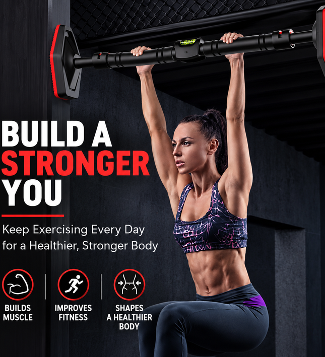 Adjustable Doorway Pull Up Bar – Heavy Duty Home Workout Bar 96–135cm