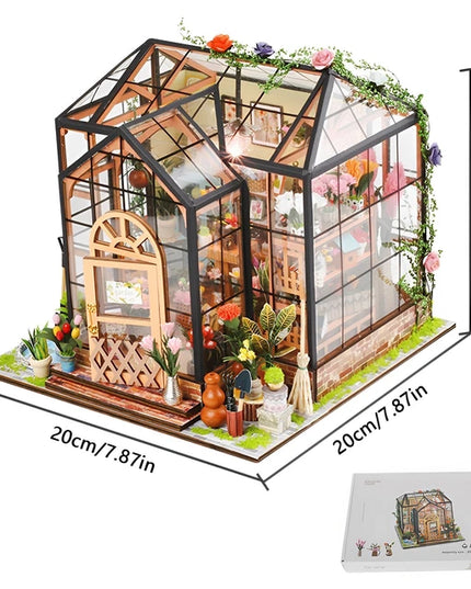DIY Miniature Flower Greenhouse Wooden Dollhouse Kit