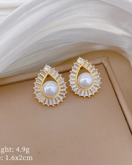 Pearl Radiance Gold Crystal Earrings