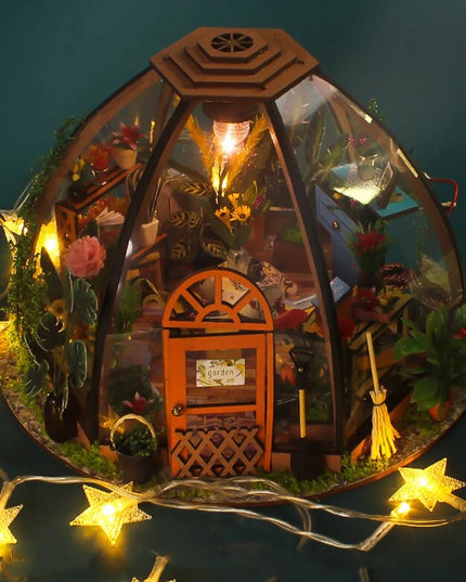 DIY Miniature Greenhouse Garden House Kit with LED Light