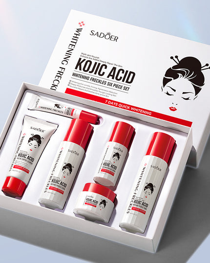 SADOER Hot Selling Facial Hydrating Moisturizing Anti Wrinkle Whitening Spot Removing and Kojic Acid Six Piece Set