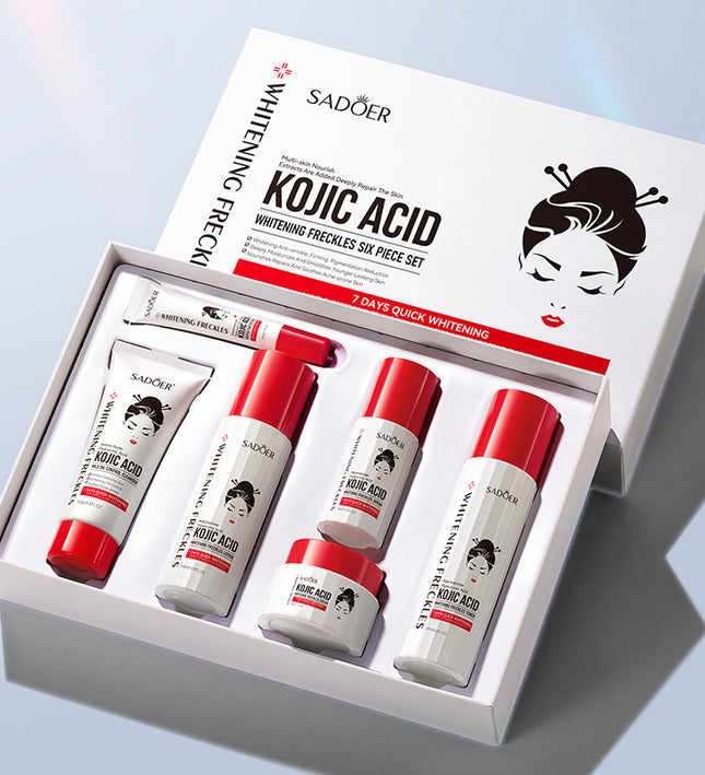 SADOER Hot Selling Facial Hydrating Moisturizing Anti Wrinkle Whitening Spot Removing and Kojic Acid Six Piece Set