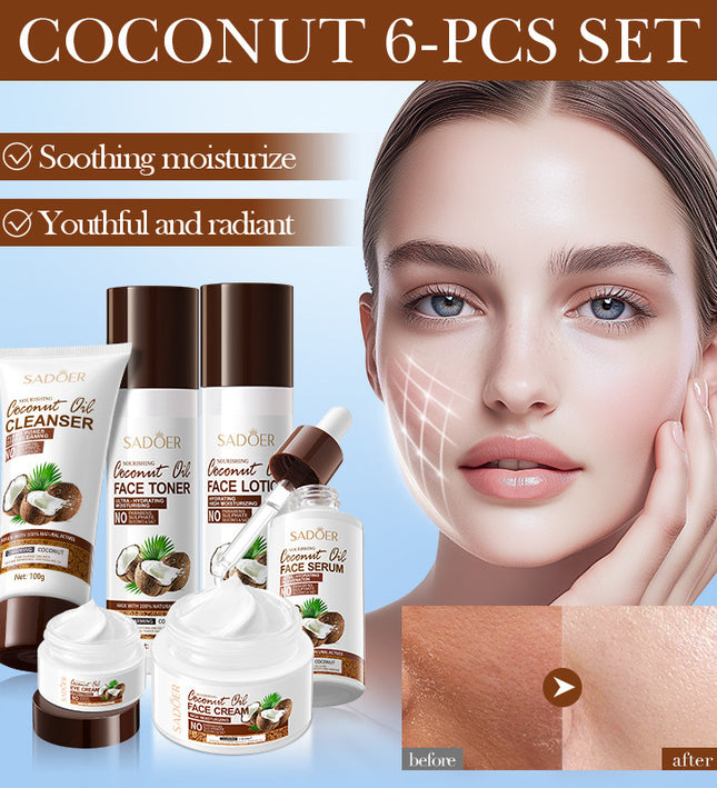 SADOER Moisturizing &amp; Hydrating Coconut Oil 6-Piece Skin Care Set