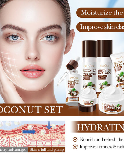 SADOER Moisturizing &amp; Hydrating Coconut Oil 6-Piece Skin Care Set