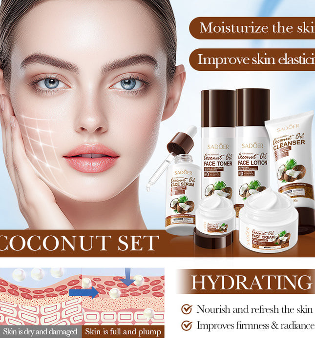 SADOER Moisturizing &amp; Hydrating Coconut Oil 6-Piece Skin Care Set
