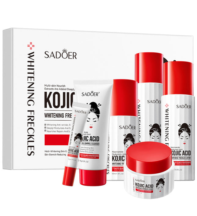 SADOER Hot Selling Facial Hydrating Moisturizing Anti Wrinkle Whitening Spot Removing and Kojic Acid Six Piece Set