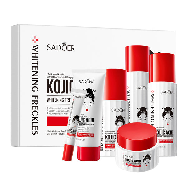SADOER Moisturizing Anti Wrinkle Whitening Spot Removing and Kojic Acid Six-Piece Skin Care Set