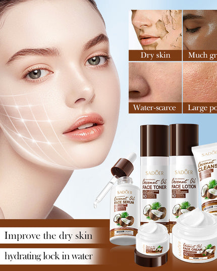 SADOER Moisturizing &amp; Hydrating Coconut Oil 6-Piece Skin Care Set