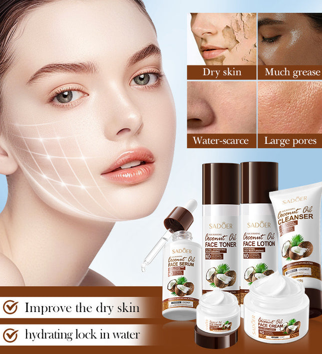 SADOER Moisturizing &amp; Hydrating Coconut Oil 6-Piece Skin Care Set