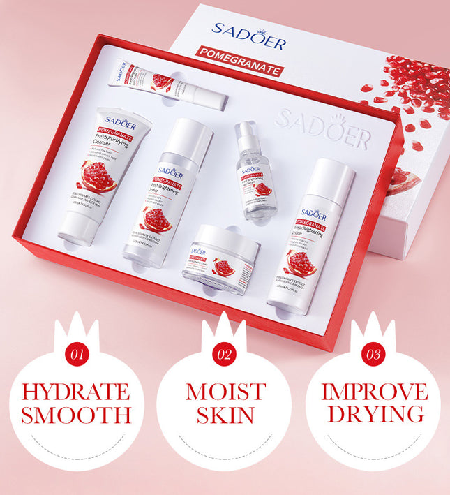 SADOER Pomegranate Whitening Hydrating Anti Aging Firming Beauty Skin Care Set
