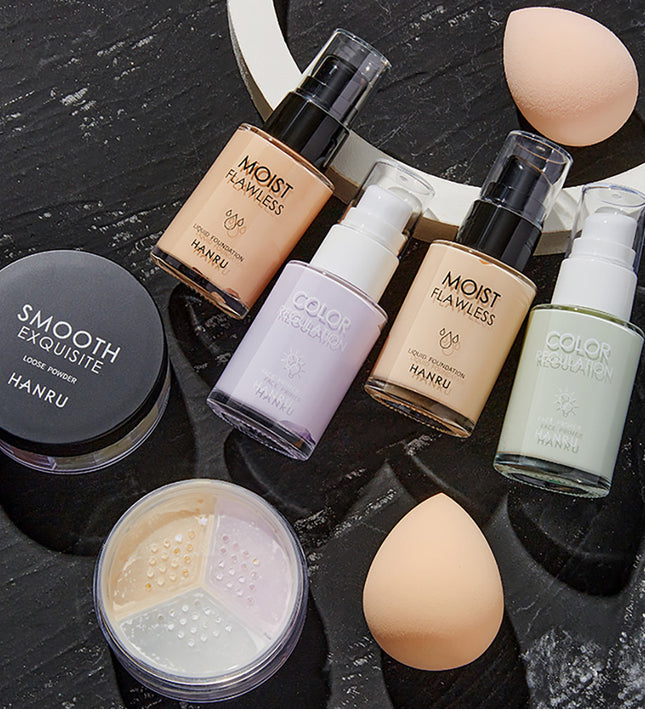 4-piece makeup kit BB cream & isolation base & loose powder & beauty sponge