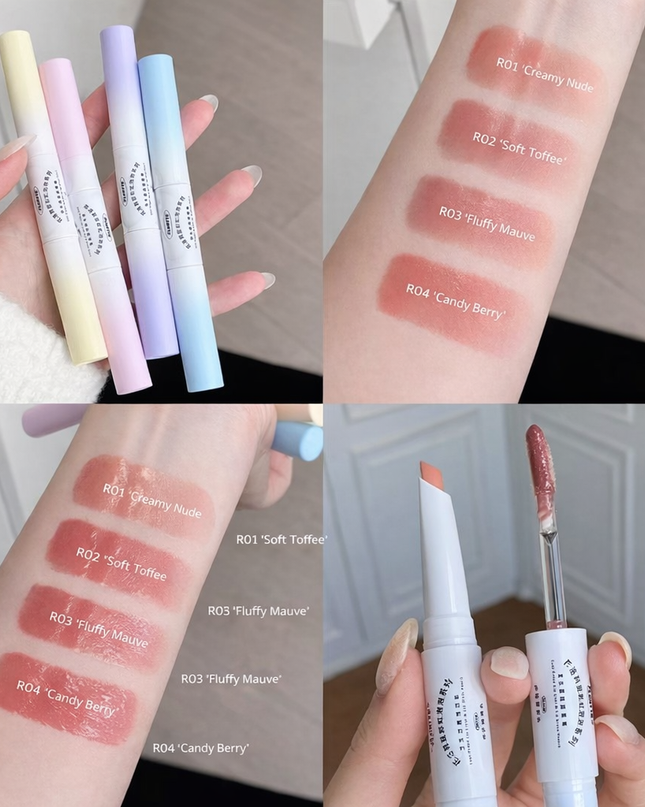 Flortte Rainbow Bubbles Series Dual-Ended Lip Liner & Lip Gloss Pencil