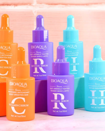 BIOAQUA 3-Piece Facial Serum Combination Set – Vitamin C + Retinol + Hyaluronic Acid