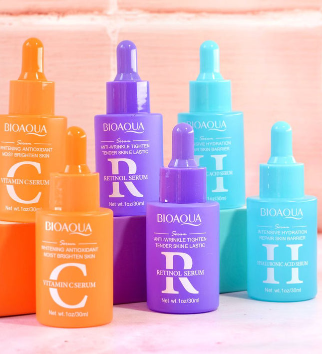 BIOAQUA 3-Piece Facial Serum Combination Set – Vitamin C + Retinol + Hyaluronic Acid